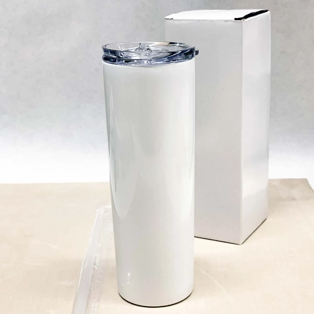 20 oz Straight Skinny Stainless Steel Insulated Blank Tumblers, White or Silver