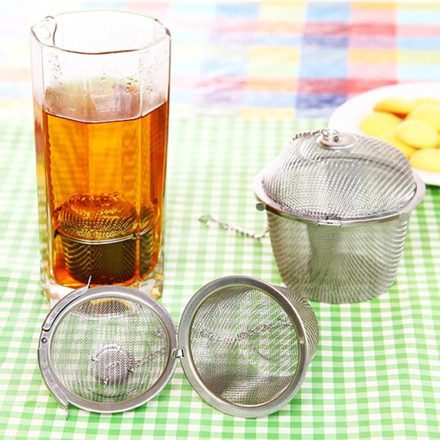 2861 Stainless Steel Spice Tea Filter Herbs Locking Infuser Mesh Ball