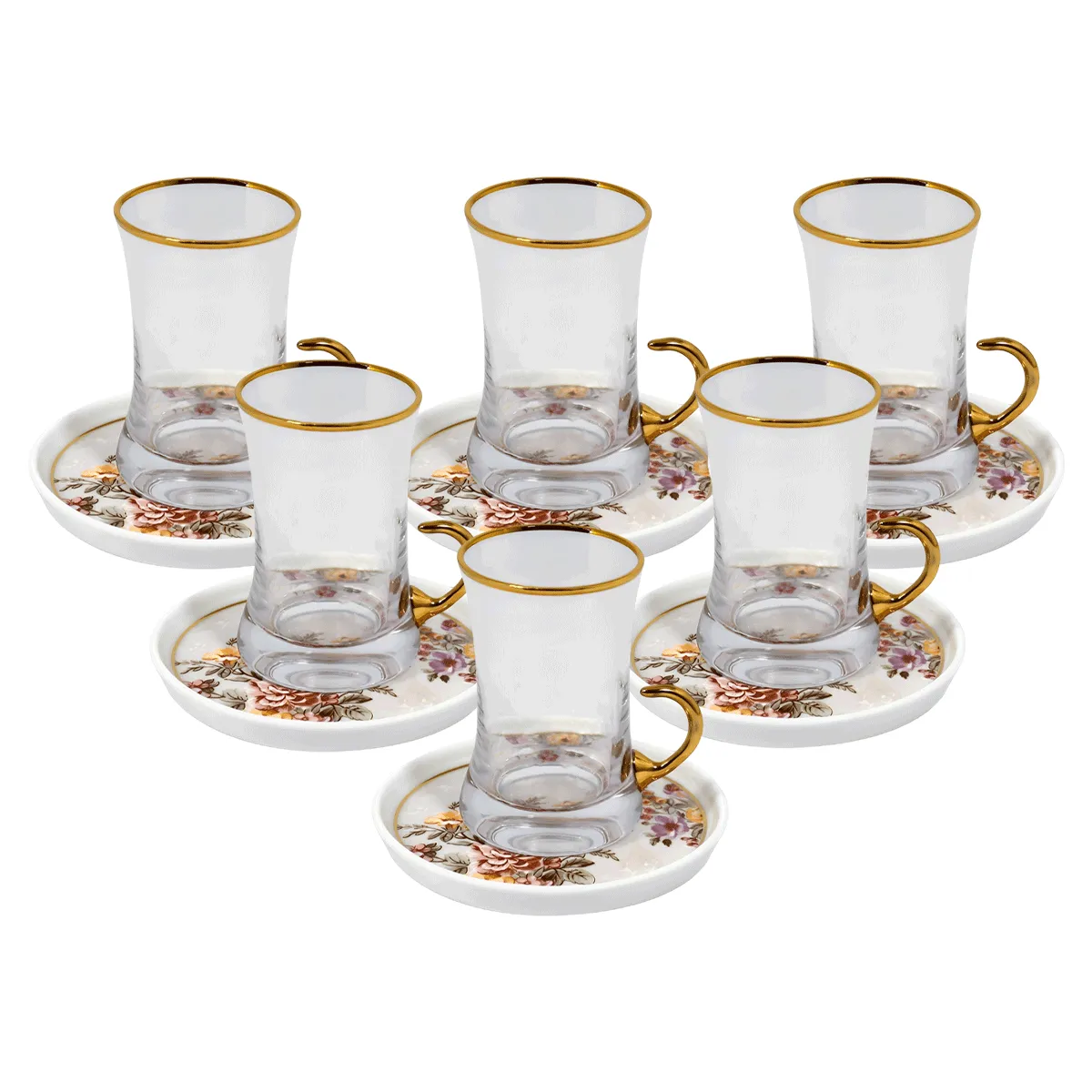 Angela Arabic Tea Cup And Saucer Set of 12 Pcs