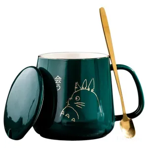 Cartoon Totoro Coffee Mug with Spoon & Lid