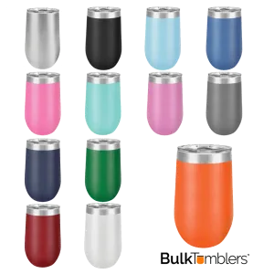 CASE of 24 - 16 oz Stainless Steel Blank Insulated Stemless Wine Tumbler w Lid