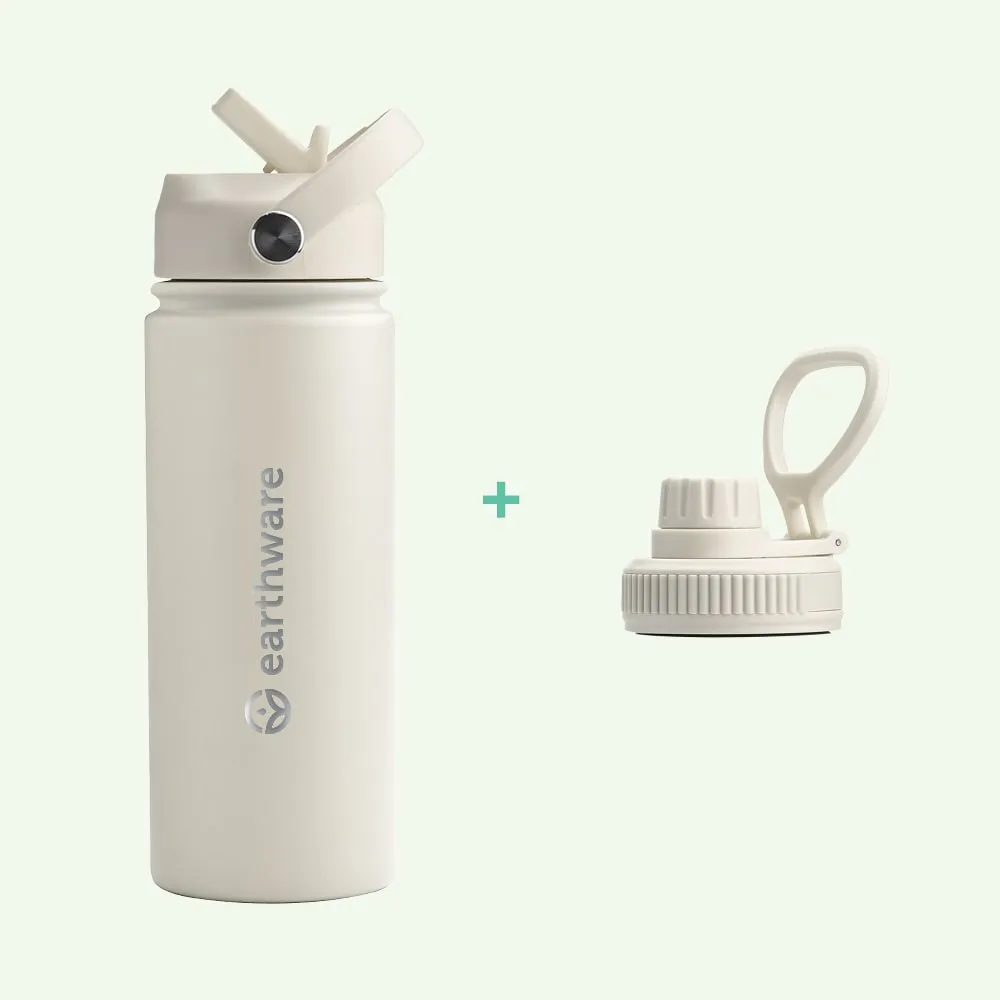 Earthware Earth Bottle Premium Insulated Water Bottle with 2 x Caps (550ml)