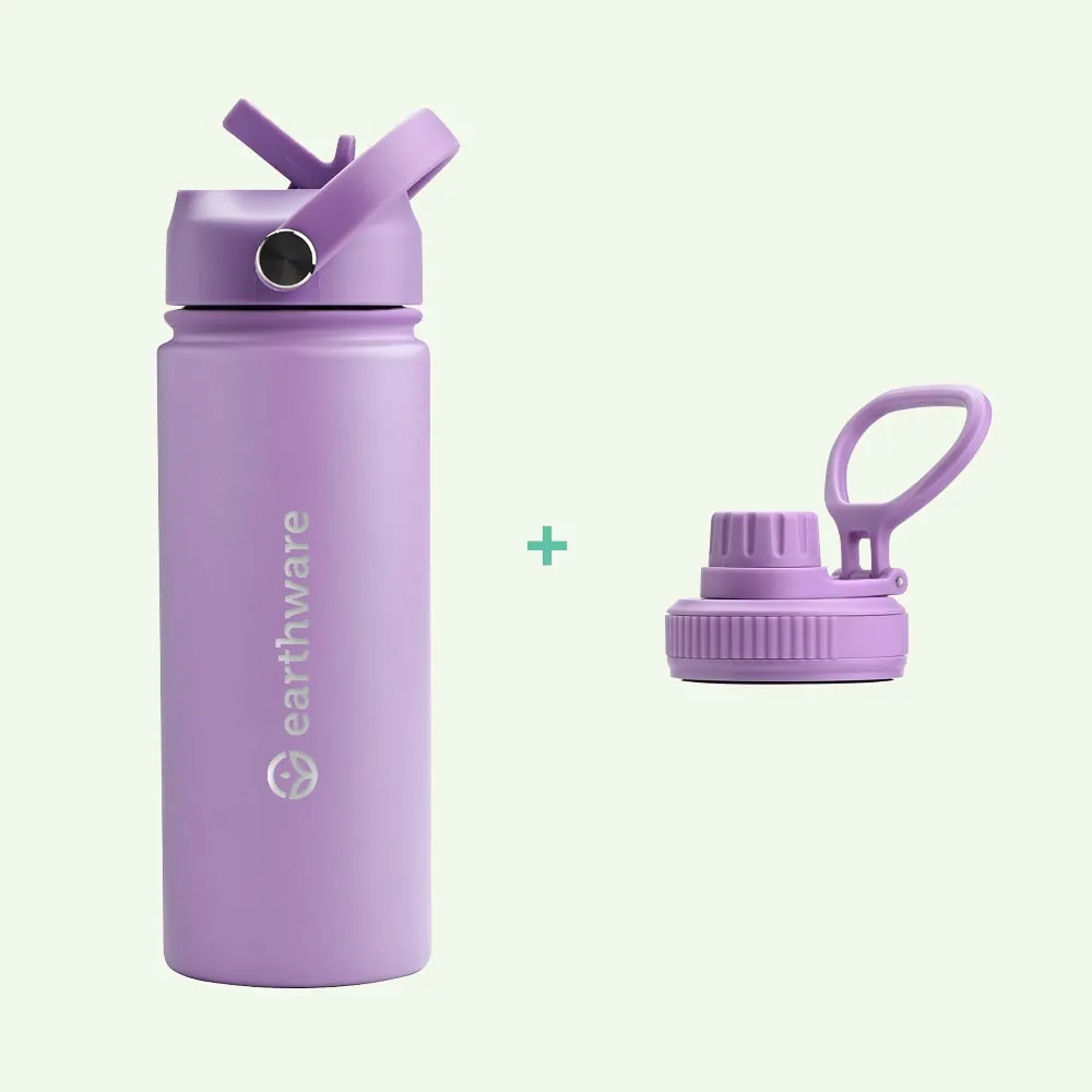 Earthware Earth Bottle Premium Insulated Water Bottle with 2 x Caps (550ml)