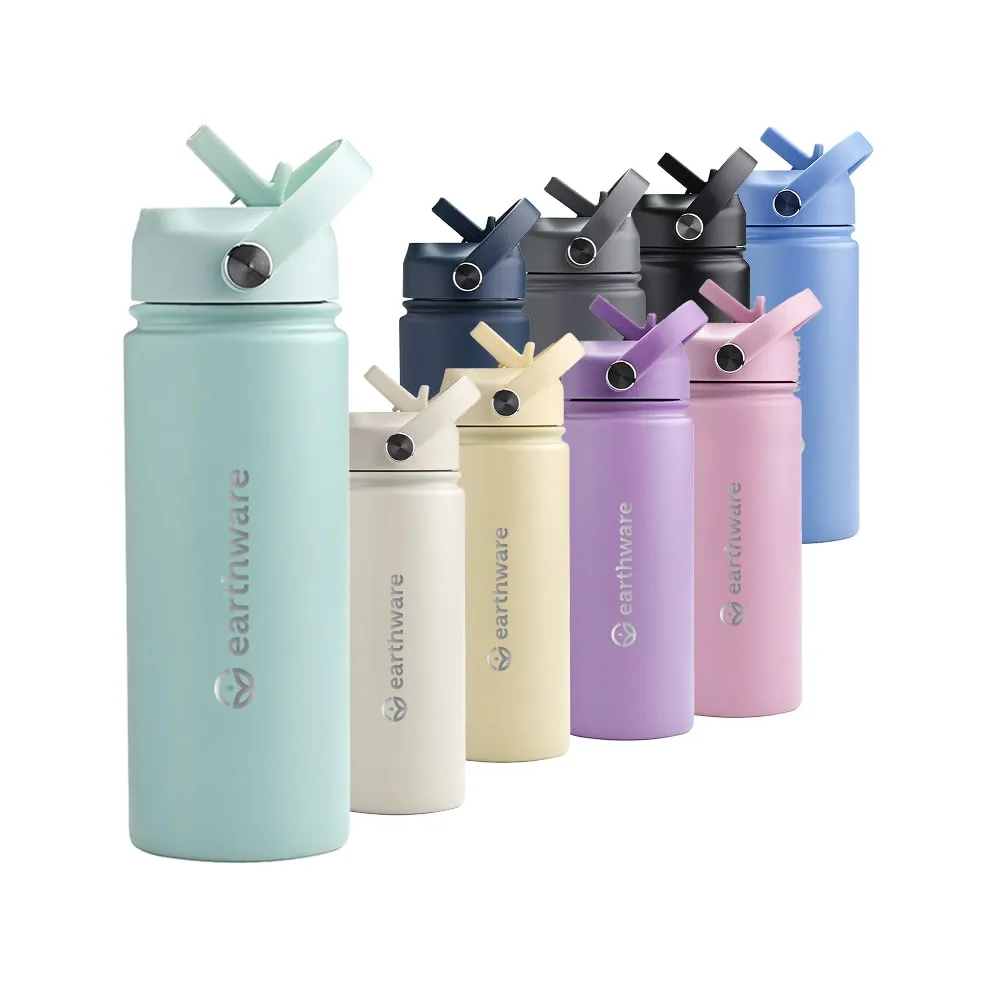 Earthware Earth Bottle Premium Insulated Water Bottle with 2 x Caps (550ml)