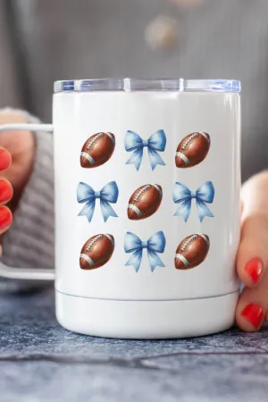 Football Bows Blue Travel Mug