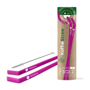 GIFT TUBE of Sugar Plum KoffieStraws: 2x of 8" KoffieStraws and 1x stainless steel cleaning brush