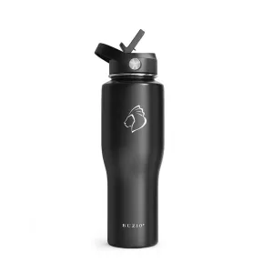 Insulated Water Bottle Fits in Car Cup Holder | 32oz | Black