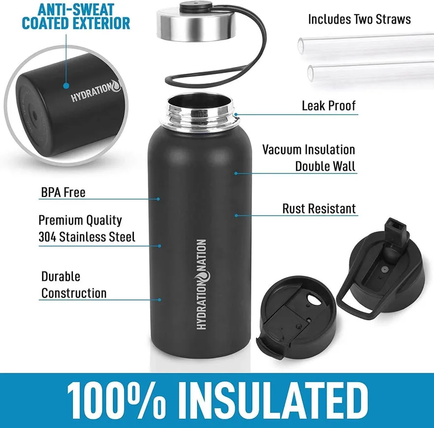 Insulated Water Bottle w/3 Lids