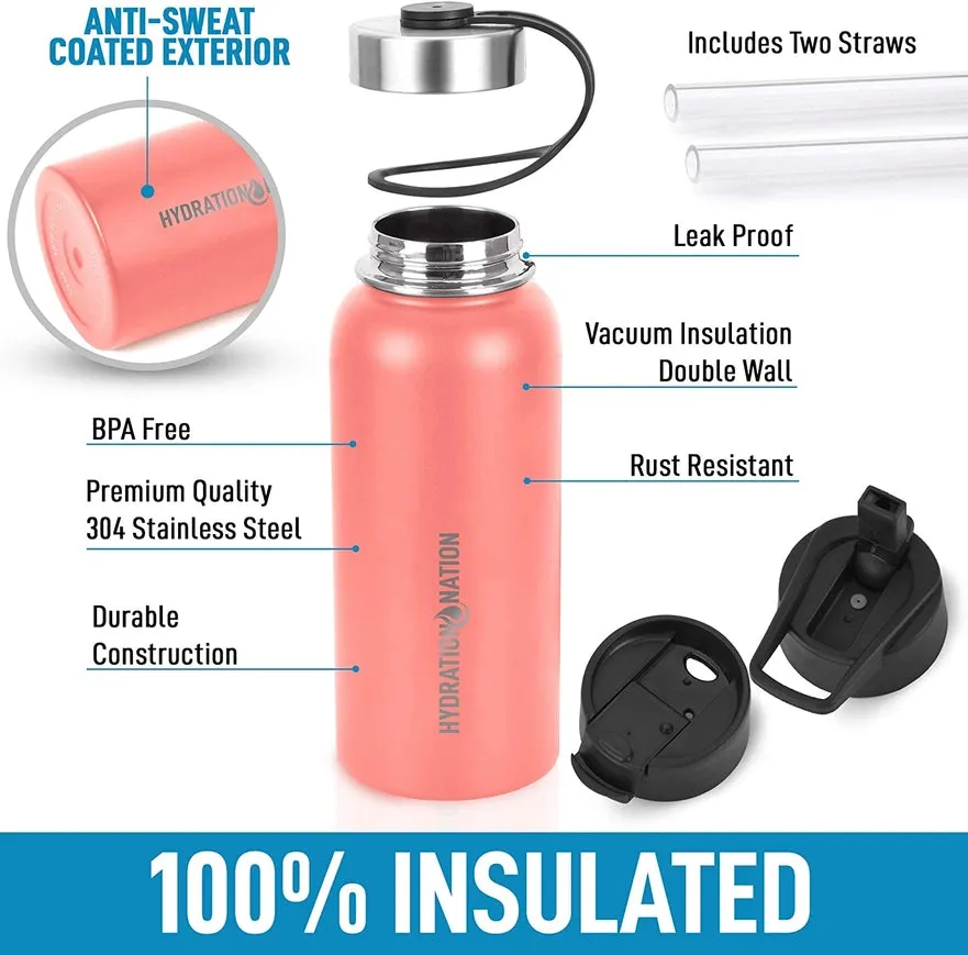 Insulated Water Bottle w/3 Lids