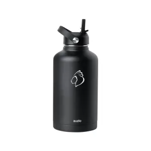 Insulated Water Bottle With 2 Lids | 64oz | Black