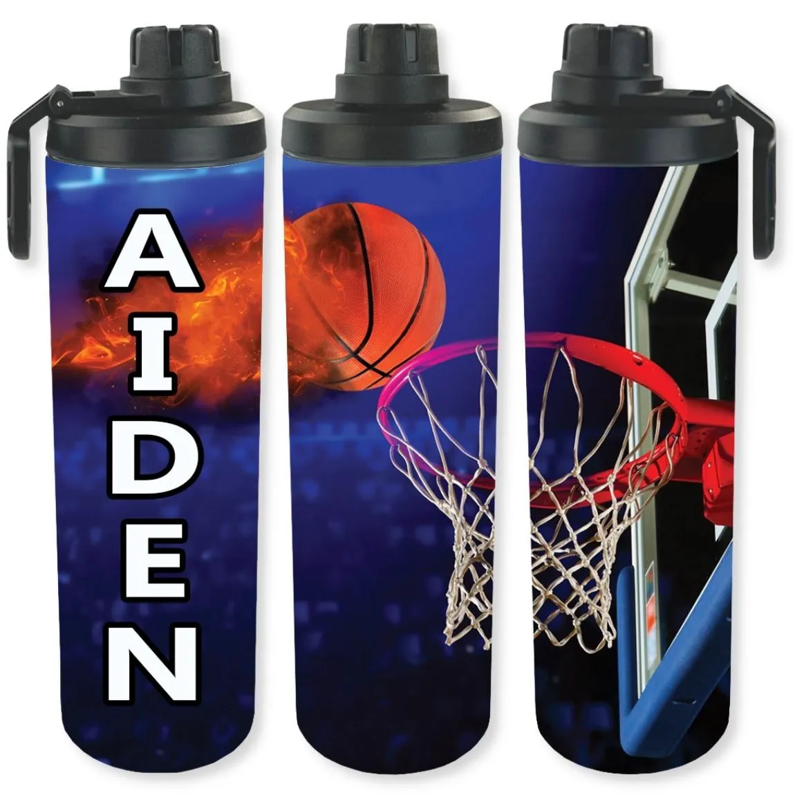 Personalized Sports 30oz Double Walled Stainless Steel Bottle - Basketball