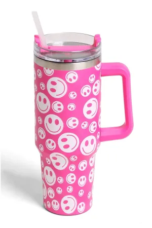 TUM801 Happy Face 40 Oz Tumbler With Handle